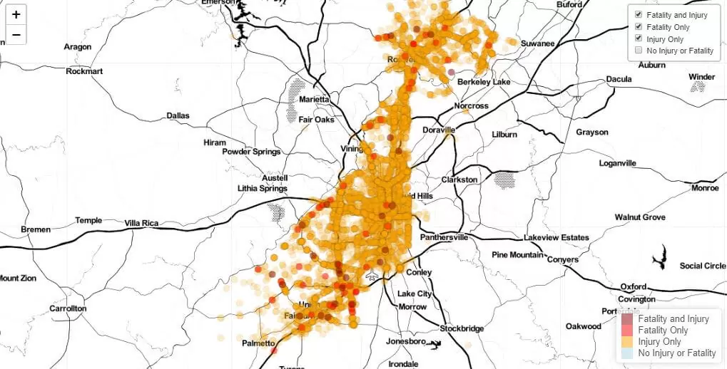 Fulton Accident Map | Georgia Personal Injury Attorneys | Call 678-310-2827 for free consultation